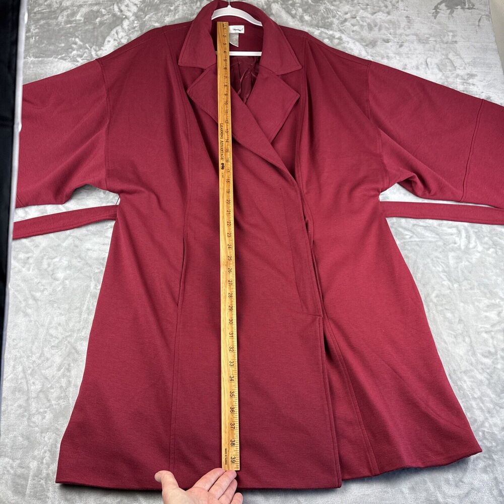 Spiegel Long Belted Trench Coat Women's‎ 20W Red Kimono Sleeve Lined (1148) - Picture 14 of 16